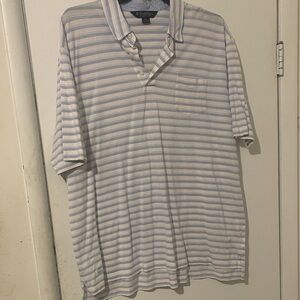 Brooks Brothers White and Light Blue Striped Polo